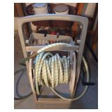 Mobile Garden Hose Reel with Integrated Storage Tray