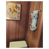 Macrame Owl Wall Hanging, Citrus Print Bulletin Board, and Storage Hamper