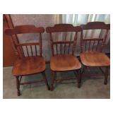 Set of Three Wooden Spindle Back Chairs