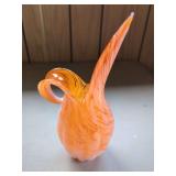 Orange Mottled Glass Pitcher with Applied Handle