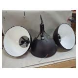 Set of Three Matte Black Pendant Lights