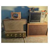 Dynakit Stereo Preamplifier, Telechron Clock, and General Electric 8-Track Tape Player