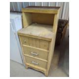 Painted Wooden Bedside Cabinet with Drawers and Open Shelf