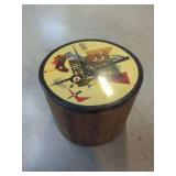 Rolling Wood Side Table with Kandinsky Inspired Design