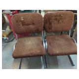 Set of Four Chrome Framed Chairs with Brown Upholstery