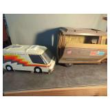 Mattel Big Jim Sports Camper and Airline Van with Folding Playset