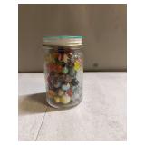Glass Marbles in Glass Jar