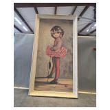 Framed Oil on Canvas Painting of a Girl, Signed Maio