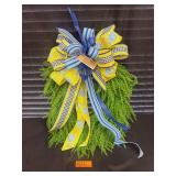 Wreath with Blue & Yellow Ribbon