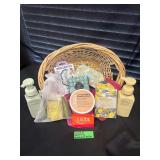 $25 Ulta Gift Card, two Bath & BOdy Works hand soaps, under eye mask, body scrub, travel bath set, perfume sachet, scented bath soap, 1 satin pillow case