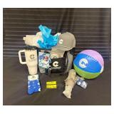 $100 Kroger Gift card, cooler, cap, socks, beach ball, umbrella, insulated cup & universal charger
