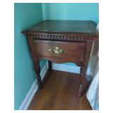 Wooden Side Table with Single Drawer and Turned Legs