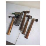 Hand Tools Including Hammers, Bench Anvil, and Auger