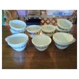 Corelle and Pyrex Milk Glass Cups with Blue Floral Pattern