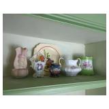 Collection of Five Assorted Decorative Ceramic and Porcelain Vessels and Plate