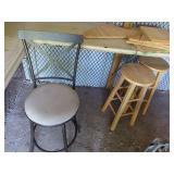 Seating Including Swivel Chair, Wooden Stools, and Folding Chairs