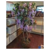 Artificial Wisteria Tree in Woven Basket with Integrated Lighting