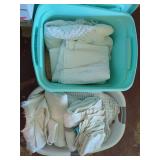 Household Linens and Towels in Plastic Bins