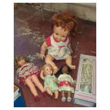 Assorted Dolls Including Boxed Porcelain Doll