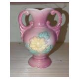 U.S.A. Ceramic Two-Handled Vase with Floral Relief