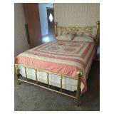 Brass Bed Frame with White Ceramic Accents