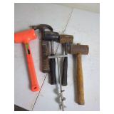 Hand Tools Including Hammers, Mallets, and Soil Auger