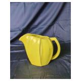 Yellow Ceramic Pitcher with Molded Ribbed Design
