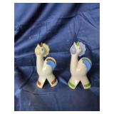 Pair of Ceramic Stylized Bird Figurines
