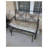 Metal Frame Glider Bench with Floral Pattern Cushion