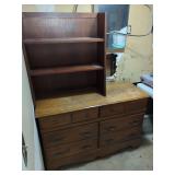 Wooden Dresser with Hutch and Multiple Drawers