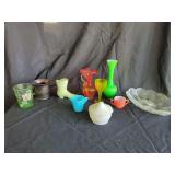 Glassware Collection Including Carnival and Milk Glass