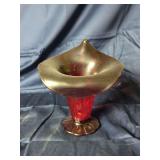 Red Glass Calla Lily Vase with Scalloped Base