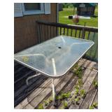 Rectangular Patio Table with Glass Top and Metal Frame