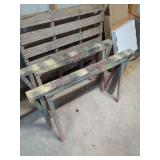 Pair of Folding Wood and Metal Sawhorses