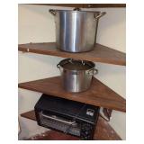 Kitchen Living Toaster Oven and Two Stainless Steel Stock Pots