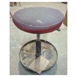 Height Rolling Shop Stool with Red Padded Seat