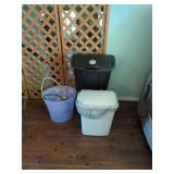 Assorted Plastic Waste Bins and Power Strips