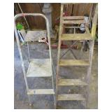 Two Ladders: One Metal Step Ladder and One Wooden Step Ladder