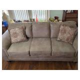 Three-Seat Sofa with Nailhead Trim and Decorative Pillows
