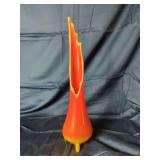 Orange and Yellow Cased Glass Swung Vase on Three Feet