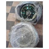 Set of Two Mickey Thompson Sportsman S/R Tires on Green Steel Wheels