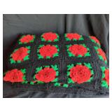 Hand-Crocheted Floral Motif Throw Blanket
