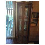 Corner Display Cabinet with Glass Shelving and Interior Lighting
