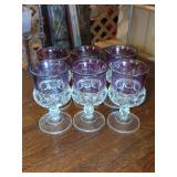 Purple and Clear Pressed Glass Goblets
