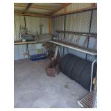 Satellite Dish, Ladder, Tires, and Pet Cage