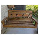 Wooden Porch Swing with Horse Cutout Details