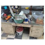 Metal Workbench with Assorted Shop Supplies and Tools