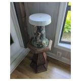 Wicker Pedestal Plant Stand with Giraffe Motif Sculpture