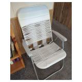 Folding Lawn Chair with Striped Fabric and Woven Straps