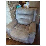 Gray Upholstered Power Recliner Chair